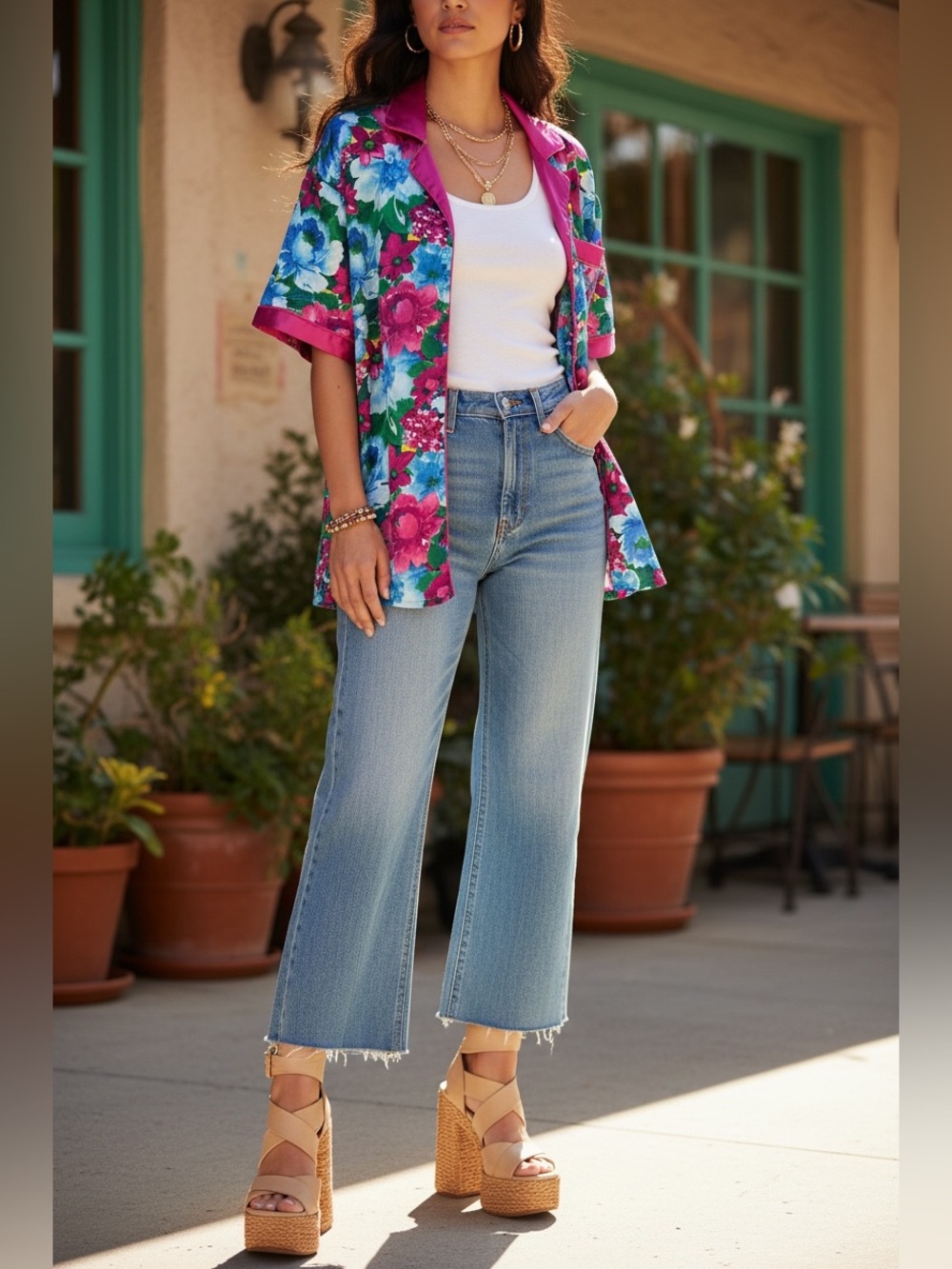 Vintage Early 90’s Victoria's Secret Bright Floral Button-Down